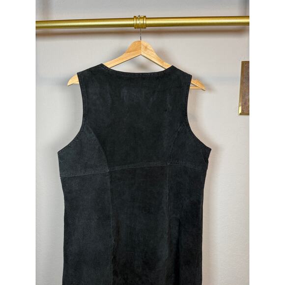 Women's Wilsons Maxima Black Leather Suede Zip Front Sleeveless Dress Size XL - Picture 6 of 9